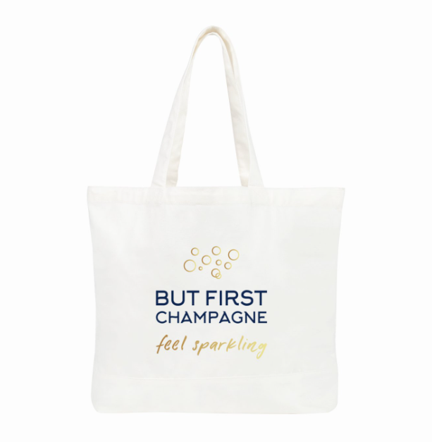 Tote Bag But First Champagne, Cotton Canvas