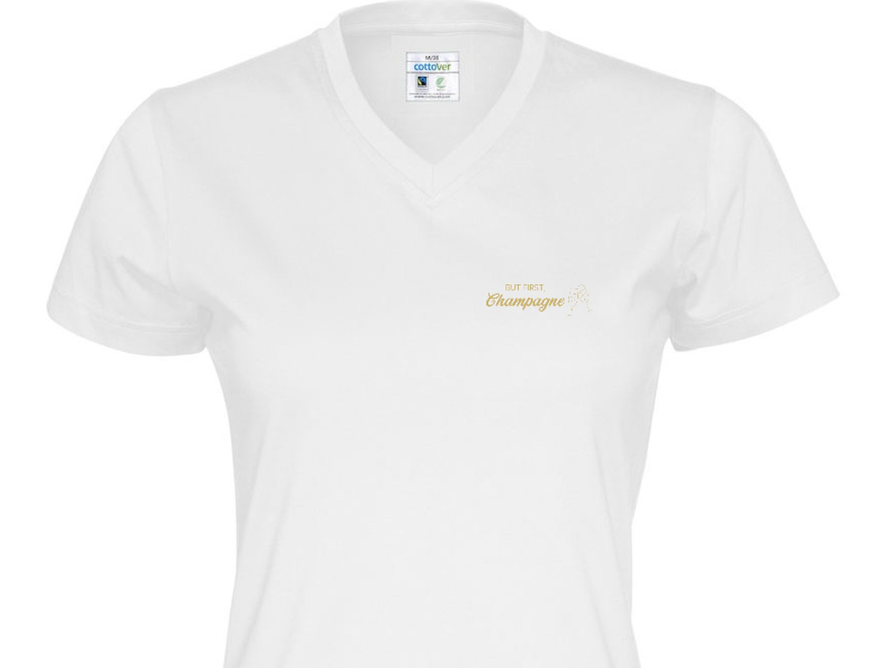 "But first, champagne", Fairtrade Organic T-shirt