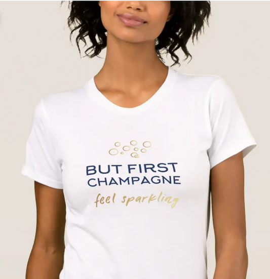 "But first, champagne", Organic Logo T-shirt